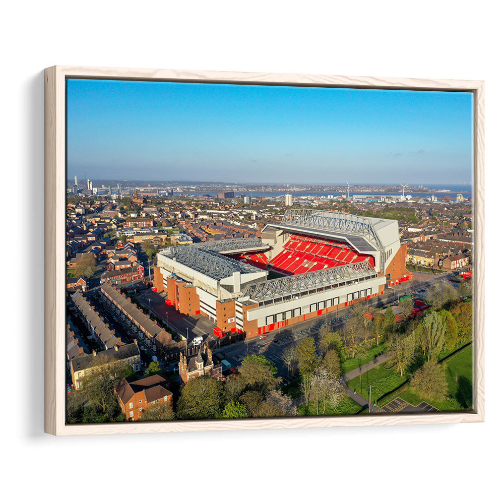 Anfield Liverpool Aerial View, Stadium Canvas, Sport Art, Framed Canvas Print Wall Art, Floating Frame