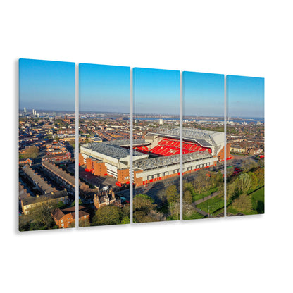 Anfield Liverpool Aerial View, Stadium Canvas, Sport Art, 5 Panel B, Extra Large Canvas, Canvas Print Wall Art