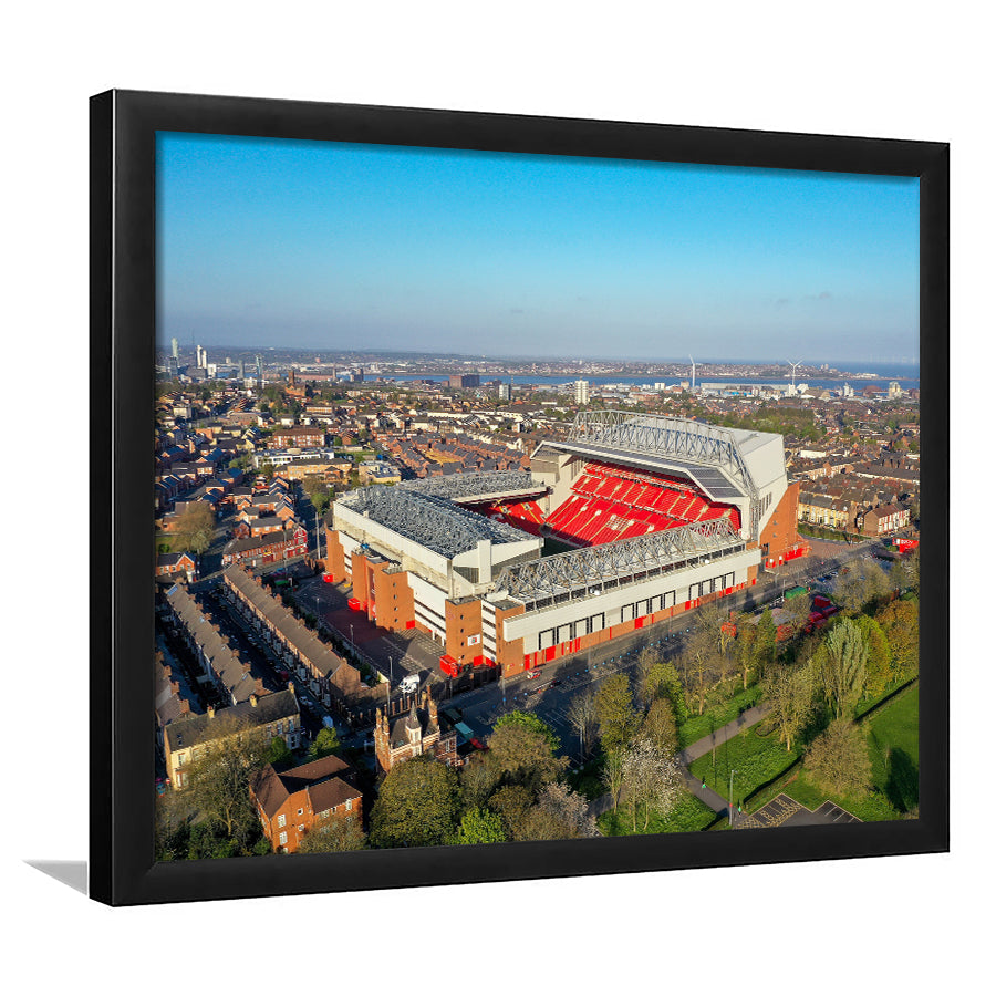 Anfield Liverpool Aerial View, Stadium Canvas, Sport Art, Gift for him, Framed Art Print Wall Decor, Picture Framed
