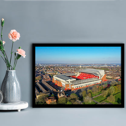 Anfield Liverpool Aerial View, Stadium Canvas, Sport Art, Gift for him, Framed Art Print Wall Decor, Picture Framed