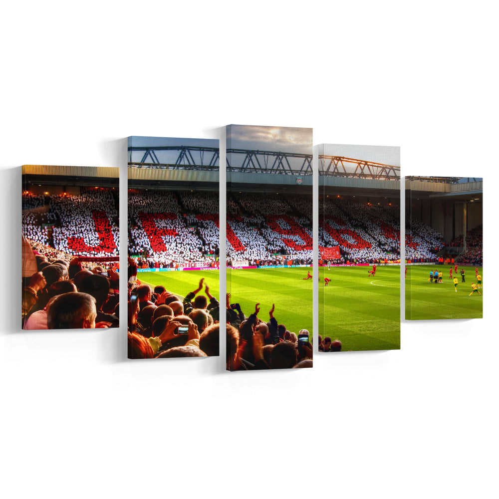 Anfield Road United Kingdom, Stadium Canvas, Sport Art, Gift for him, 5 Panel, Large Canvas, Canvas Print Wall Art