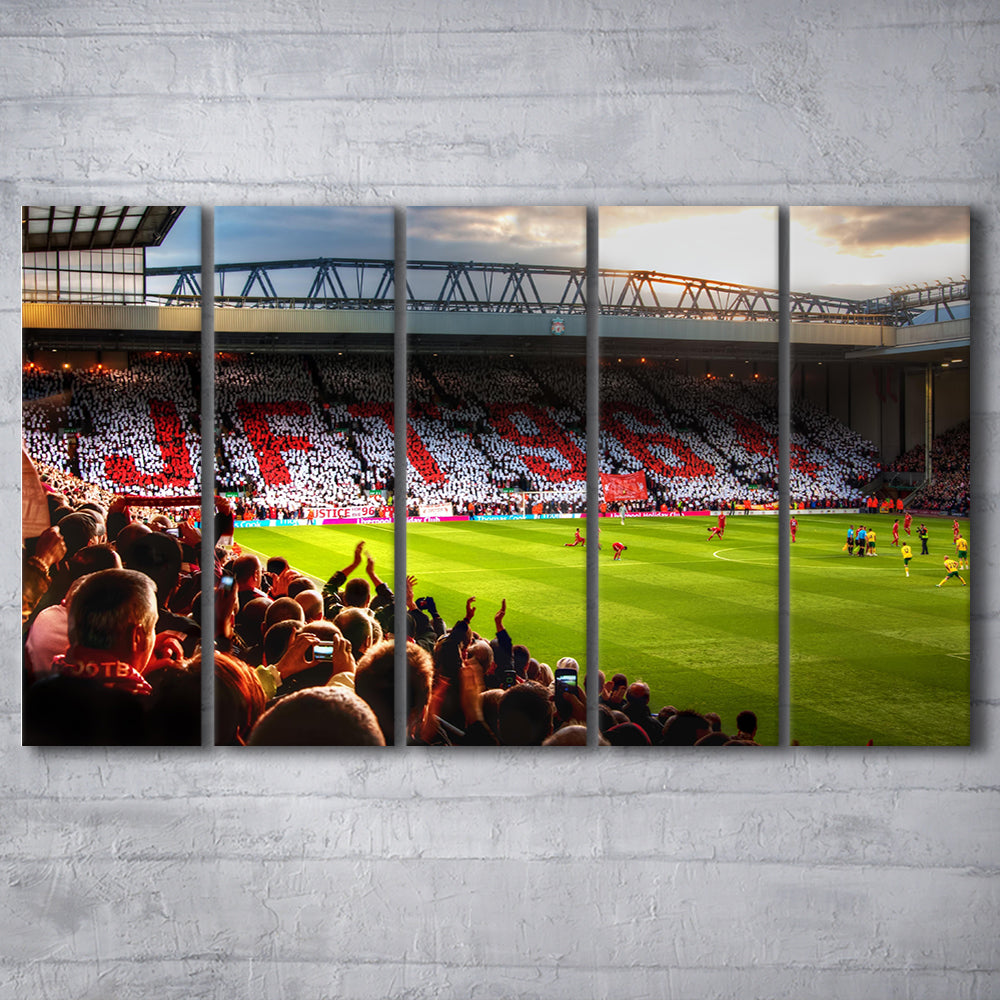 Anfield Road United Kingdom, Stadium Canvas, Sport Art, 5 Panel B, Extra Large Canvas, Canvas Print Wall Art