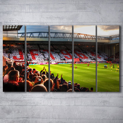 Anfield Road United Kingdom, Stadium Canvas, Sport Art, 5 Panel B, Extra Large Canvas, Canvas Print Wall Art