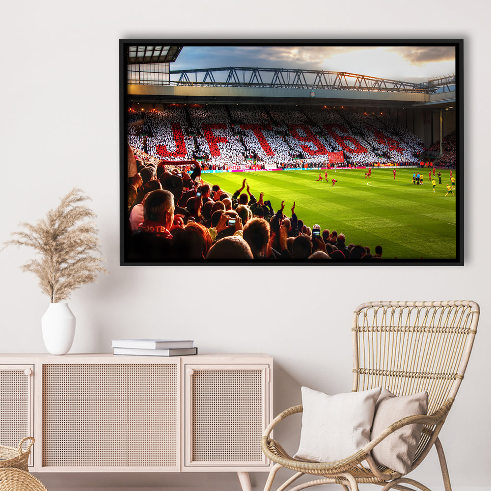 Anfield Road United Kingdom, Stadium Canvas, Sport Art, Framed Canvas Print Wall Art, Floating Frame