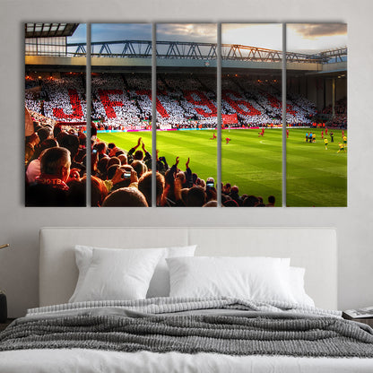 Anfield Road United Kingdom, Stadium Canvas, Sport Art, 5 Panel B, Extra Large Canvas, Canvas Print Wall Art