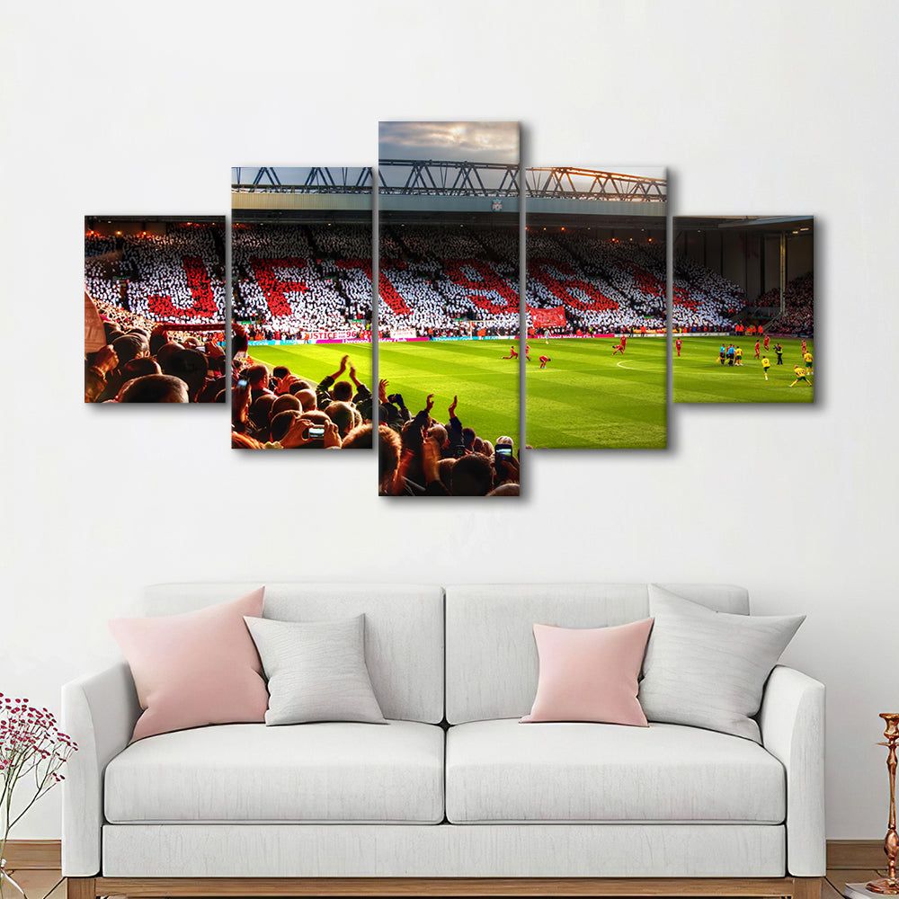 Anfield Road United Kingdom, Stadium Canvas, Sport Art, Gift for him, 5 Panel, Large Canvas, Canvas Print Wall Art