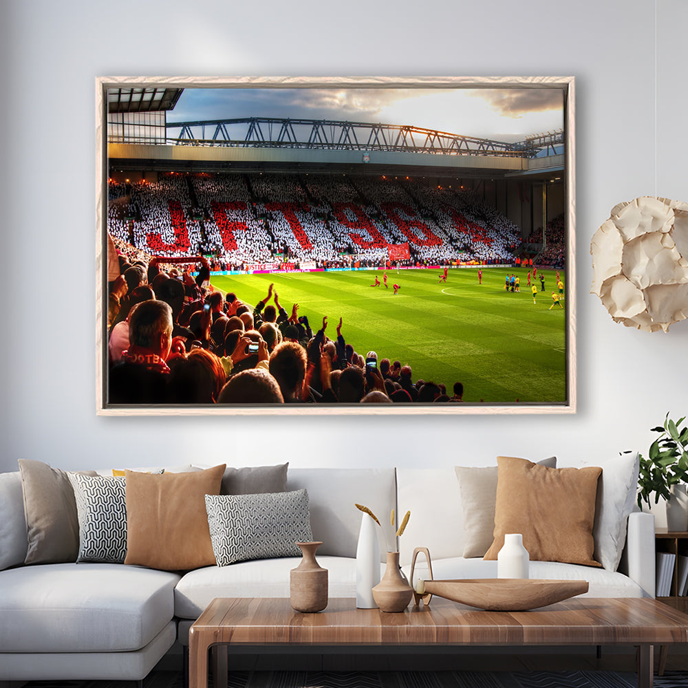 Anfield Road United Kingdom, Stadium Canvas, Sport Art, Framed Canvas Print Wall Art, Floating Frame