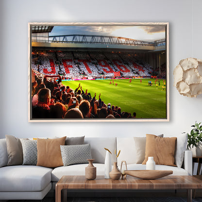 Anfield Road United Kingdom, Stadium Canvas, Sport Art, Framed Canvas Print Wall Art, Floating Frame