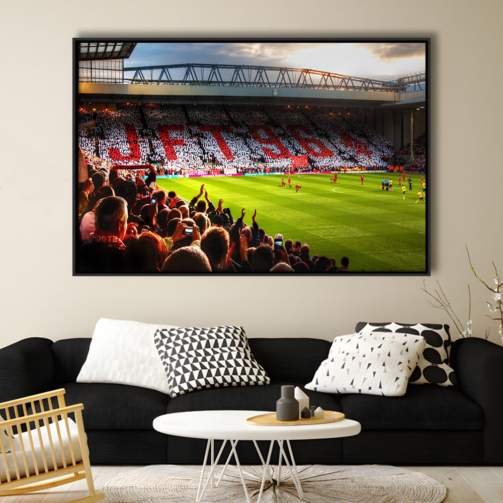 Anfield Road United Kingdom, Stadium Canvas, Sport Art, Framed Canvas Print Wall Art, Floating Frame