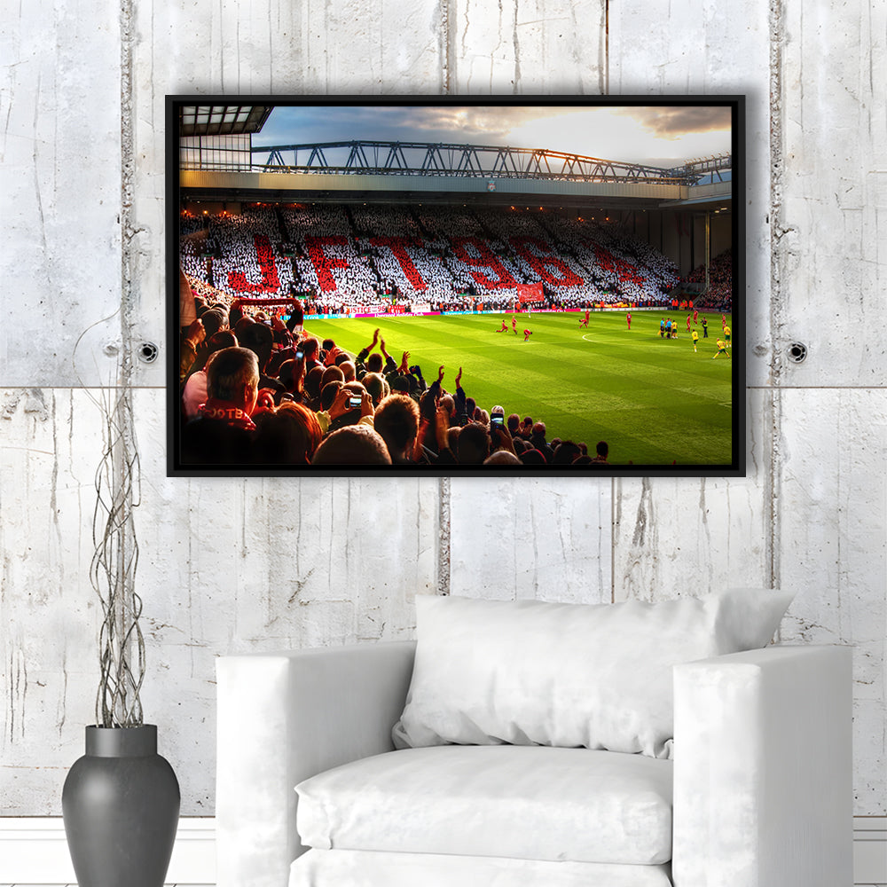 Anfield Road United Kingdom, Stadium Canvas, Sport Art, Framed Canvas Print Wall Art, Floating Frame