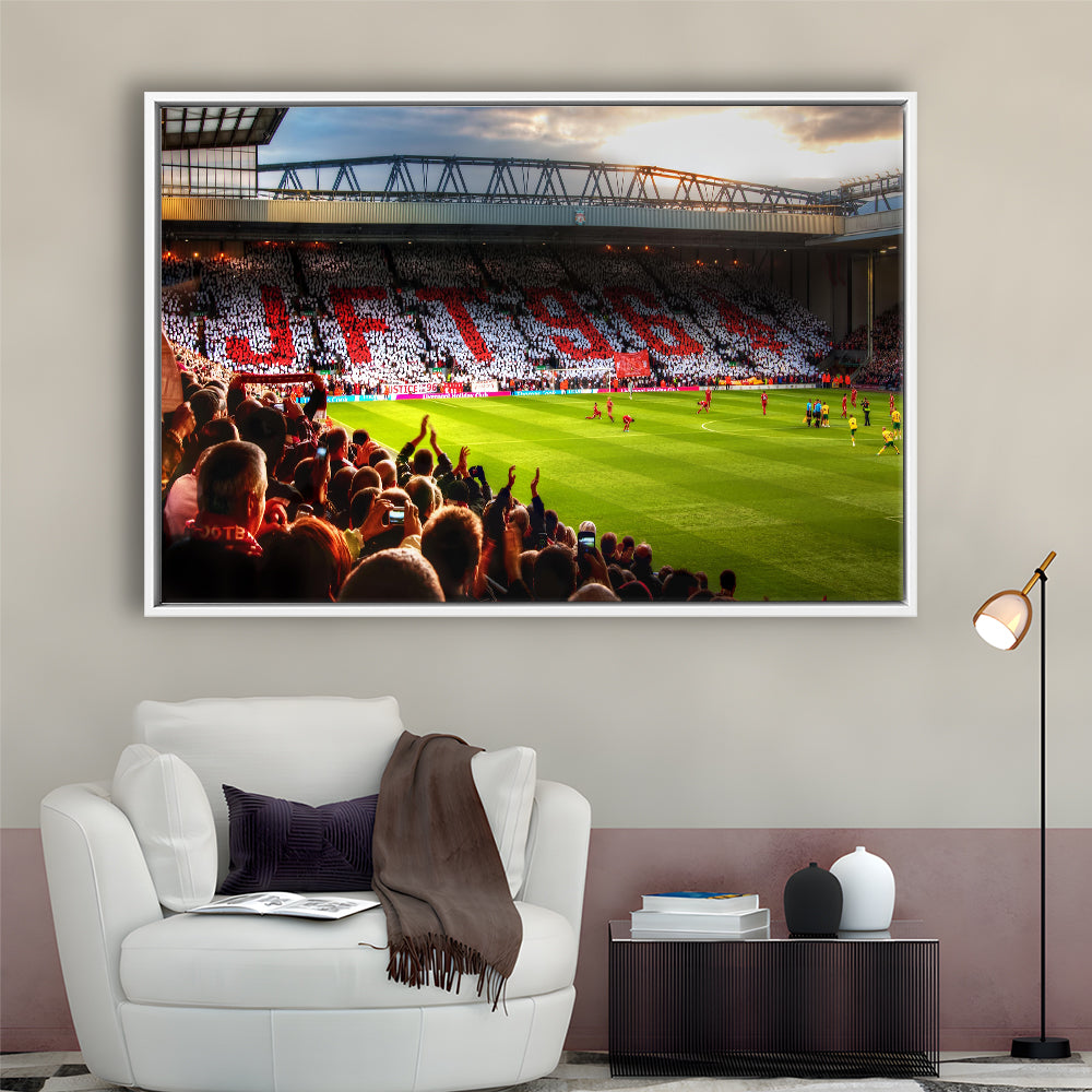 Anfield Road United Kingdom, Stadium Canvas, Sport Art, Framed Canvas Print Wall Art, Floating Frame