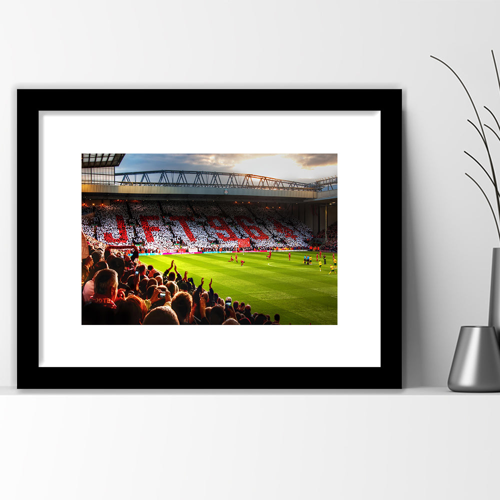 Anfield Road United Kingdom, Stadium Canvas, Sport Art, Gift for him, White Border Framed Art Print Wall Decor