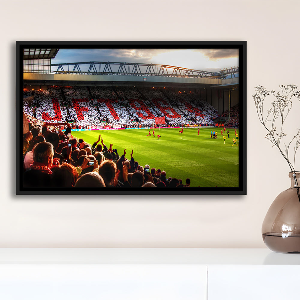 Anfield Road United Kingdom, Stadium Canvas, Sport Art, Framed Canvas Print Wall Art, Floating Frame