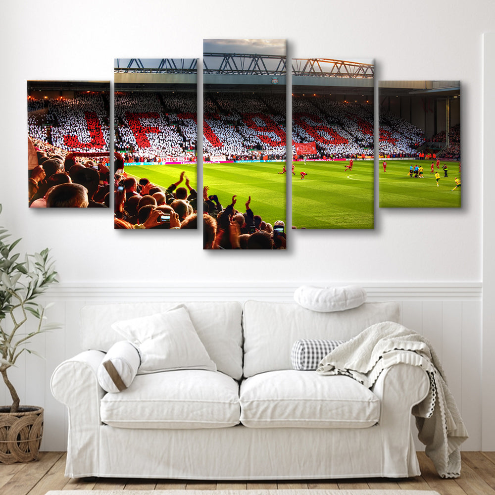 Anfield Road United Kingdom, Stadium Canvas, Sport Art, Gift for him, 5 Panel, Large Canvas, Canvas Print Wall Art