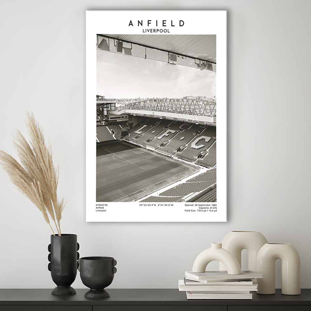Anfield Stadium Black And White, Liverpool Stadium Football Wall Art, For Fans, Canvas Prints Wall Art, Man Cave Decor
