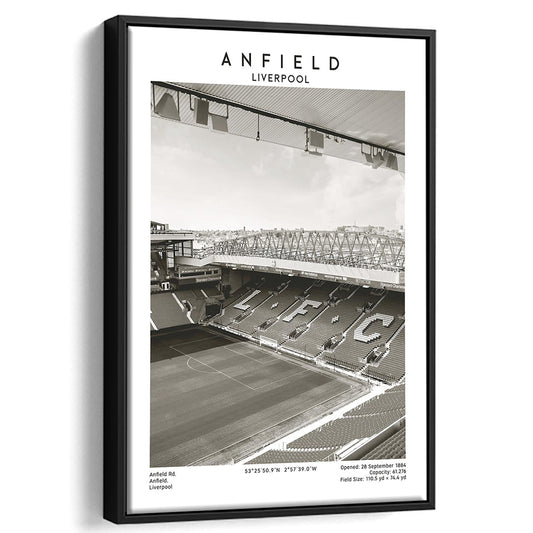 Anfield Stadium Black And White, Liverpool Stadium Football Wall Art, For Fans, Framed Canvas Prints Wall Art
