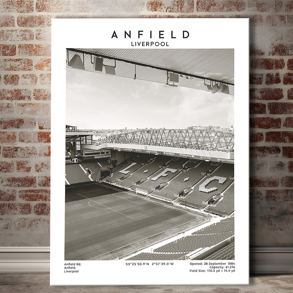 Anfield Stadium Black And White, Liverpool Stadium Football Wall Art, For Fans, Canvas Prints Wall Art, Man Cave Decor