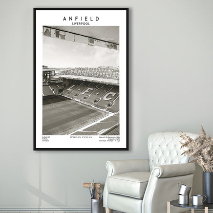 Anfield Stadium Black And White, Liverpool Stadium Football Wall Art, For Fans, Framed Canvas Prints Wall Art
