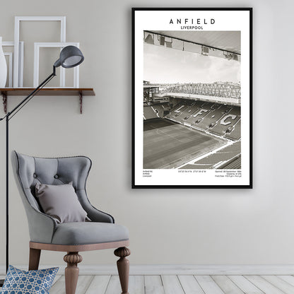 Anfield Stadium Black And White, Liverpool Stadium Football Wall Art, For Fans, Framed Canvas Prints Wall Art