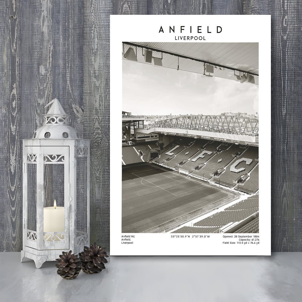Anfield Stadium Black And White, Liverpool Stadium Football Wall Art, For Fans, Canvas Prints Wall Art, Man Cave Decor
