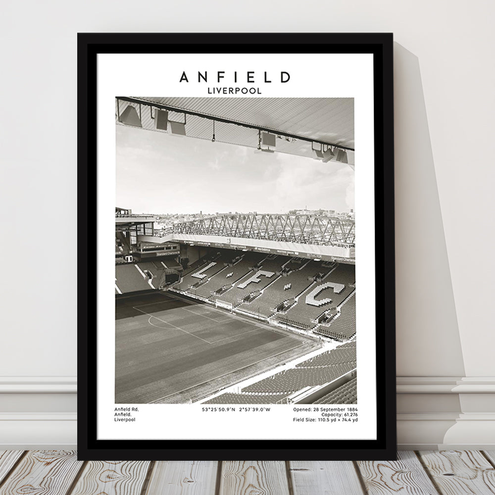 Anfield Stadium Black And White, Liverpool Stadium Football Wall Art, For Fans, Framed Canvas Prints Wall Art