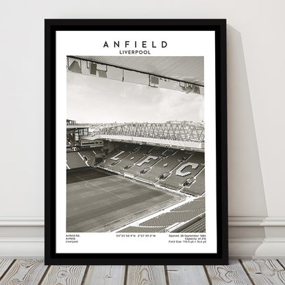 Anfield Stadium Black And White, Liverpool Stadium Football Wall Art, For Fans, Framed Canvas Prints Wall Art