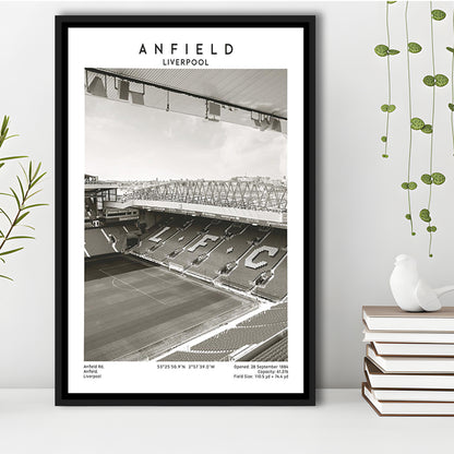 Anfield Stadium Black And White, Liverpool Stadium Football Wall Art, For Fans, Framed Canvas Prints Wall Art