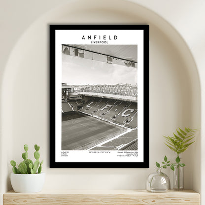 Anfield Stadium Black And White, Liverpool Stadium Football Wall Art, For Fans, Framed Art Prints Wall Decor