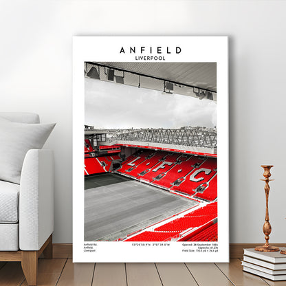 Anfield Stadium, Football Wall Art Print, Fan Gift, Art Print Gift, Sport Art Print, Canvas Prints Wall Art, Man Cave Decor