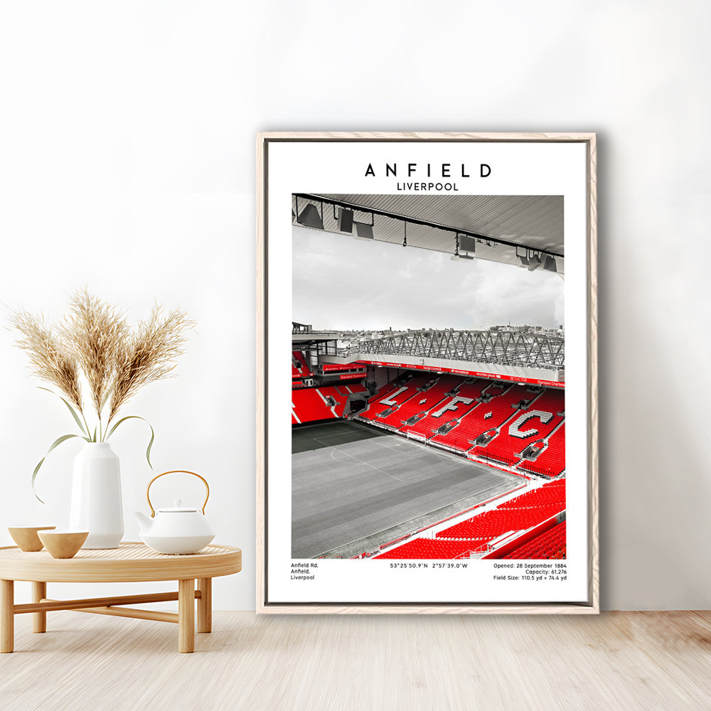 Anfield Stadium, Football Wall Art Print, Fan Gift, Art Print Gift, Sport Art Print, Framed Canvas Prints Wall Art