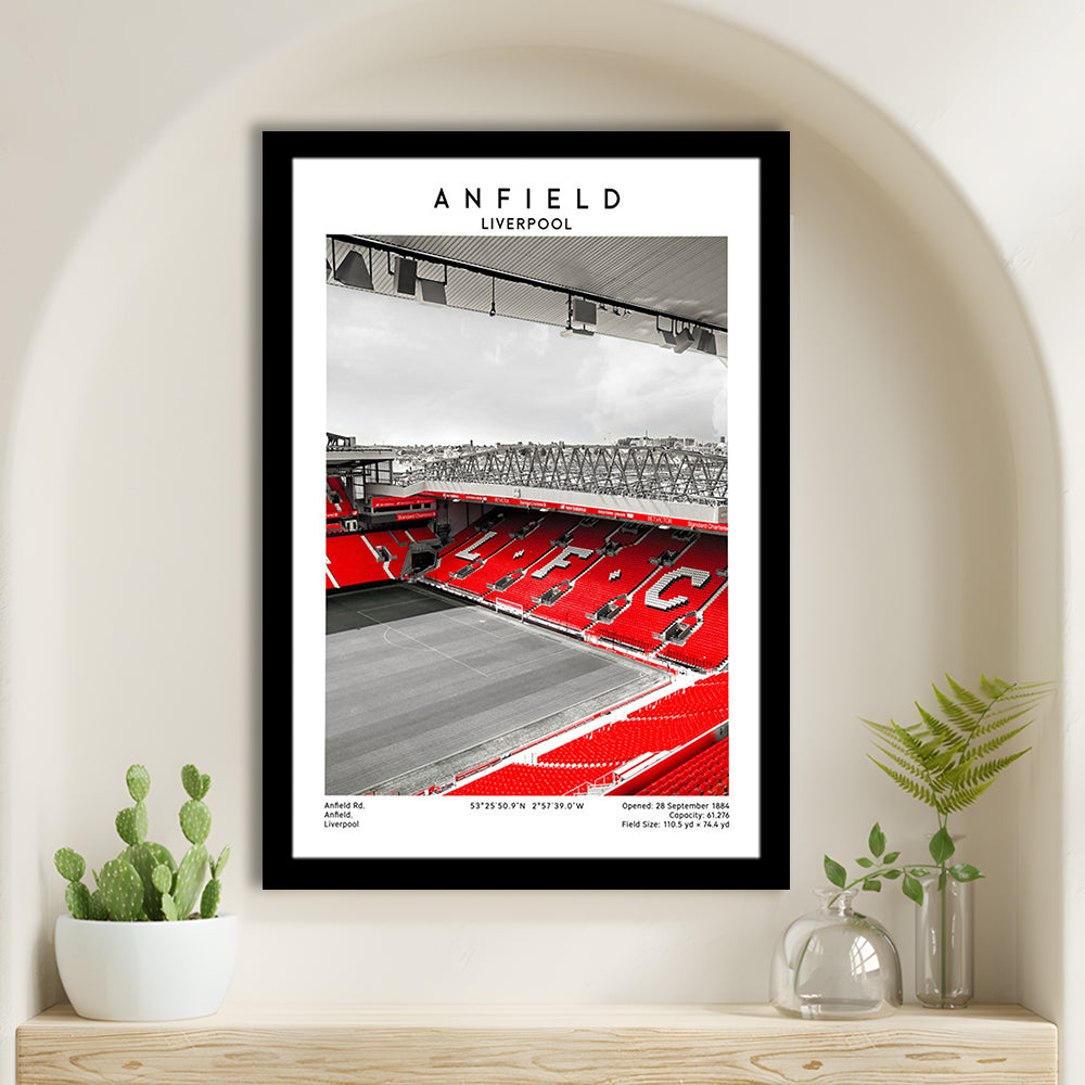 Anfield Stadium, Football Wall Art Print, Fan Gift, Art Print Gift, Sport Art Print, Framed Art Prints Wall Decor