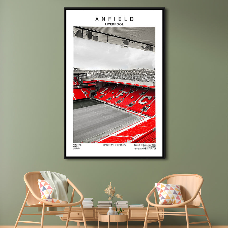 Anfield Stadium, Football Wall Art Print, Fan Gift, Art Print Gift, Sport Art Print, Framed Canvas Prints Wall Art