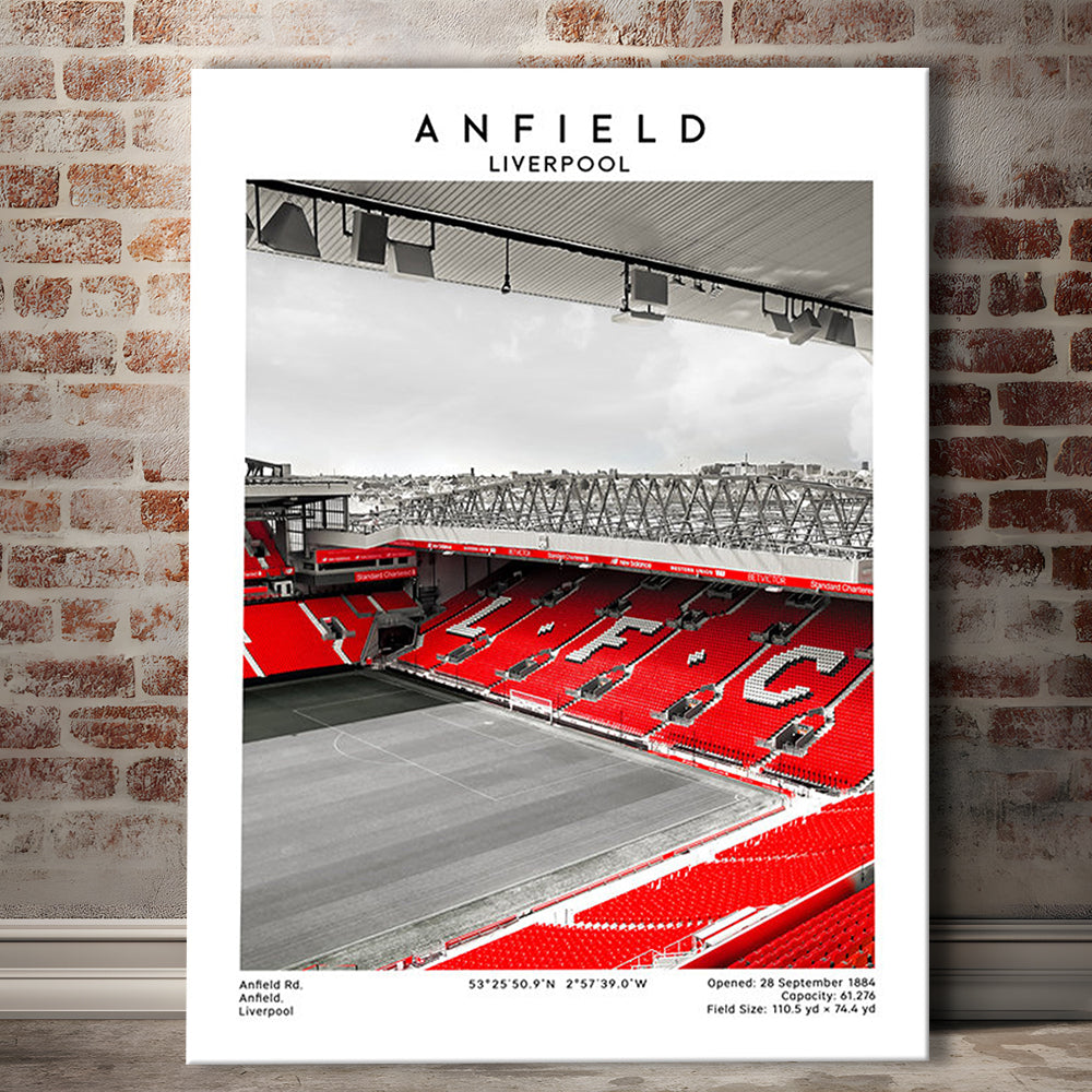 Anfield Stadium, Football Wall Art Print, Fan Gift, Art Print Gift, Sport Art Print, Canvas Prints Wall Art, Man Cave Decor
