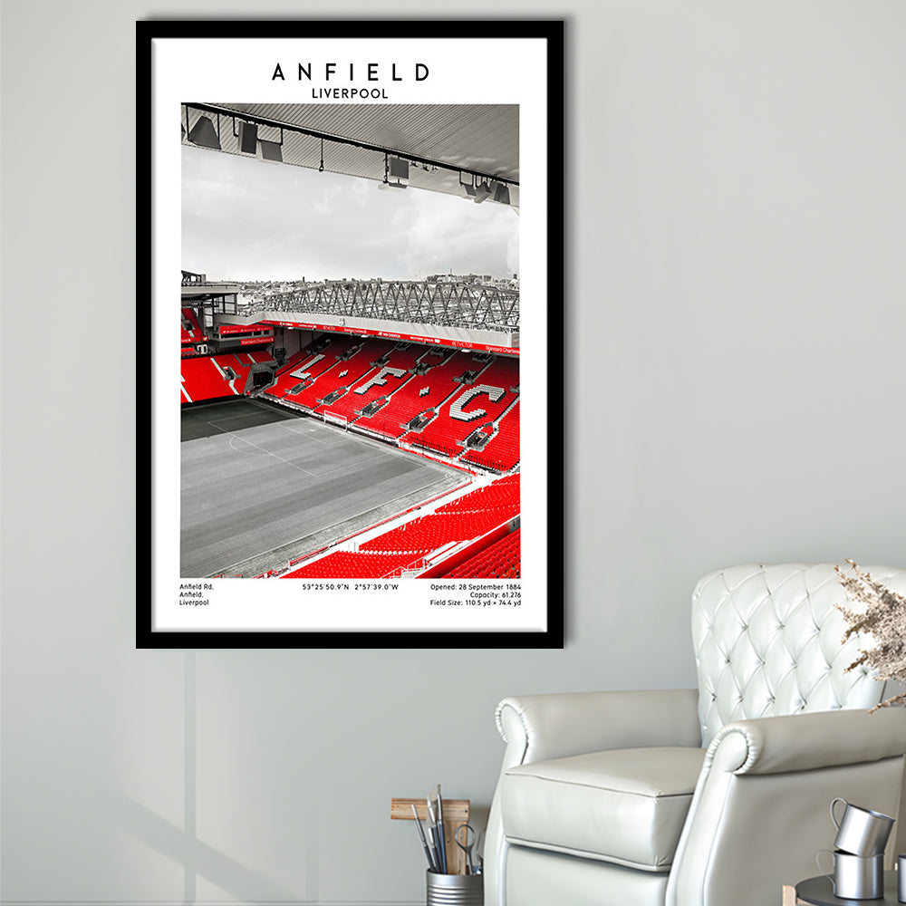 Anfield Stadium, Football Wall Art Print, Fan Gift, Art Print Gift, Sport Art Print, Framed Art Prints Wall Decor