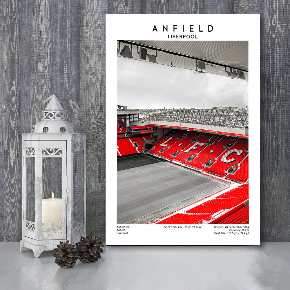 Anfield Stadium, Football Wall Art Print, Fan Gift, Art Print Gift, Sport Art Print, Canvas Prints Wall Art, Man Cave Decor