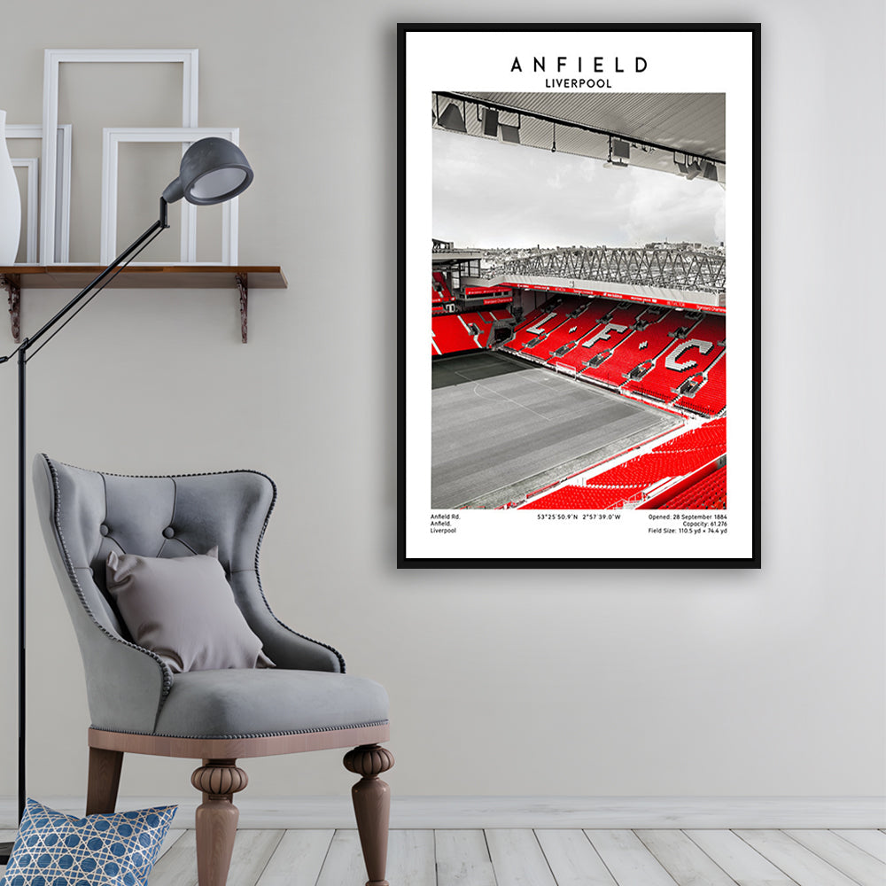 Anfield Stadium, Football Wall Art Print, Fan Gift, Art Print Gift, Sport Art Print, Framed Canvas Prints Wall Art