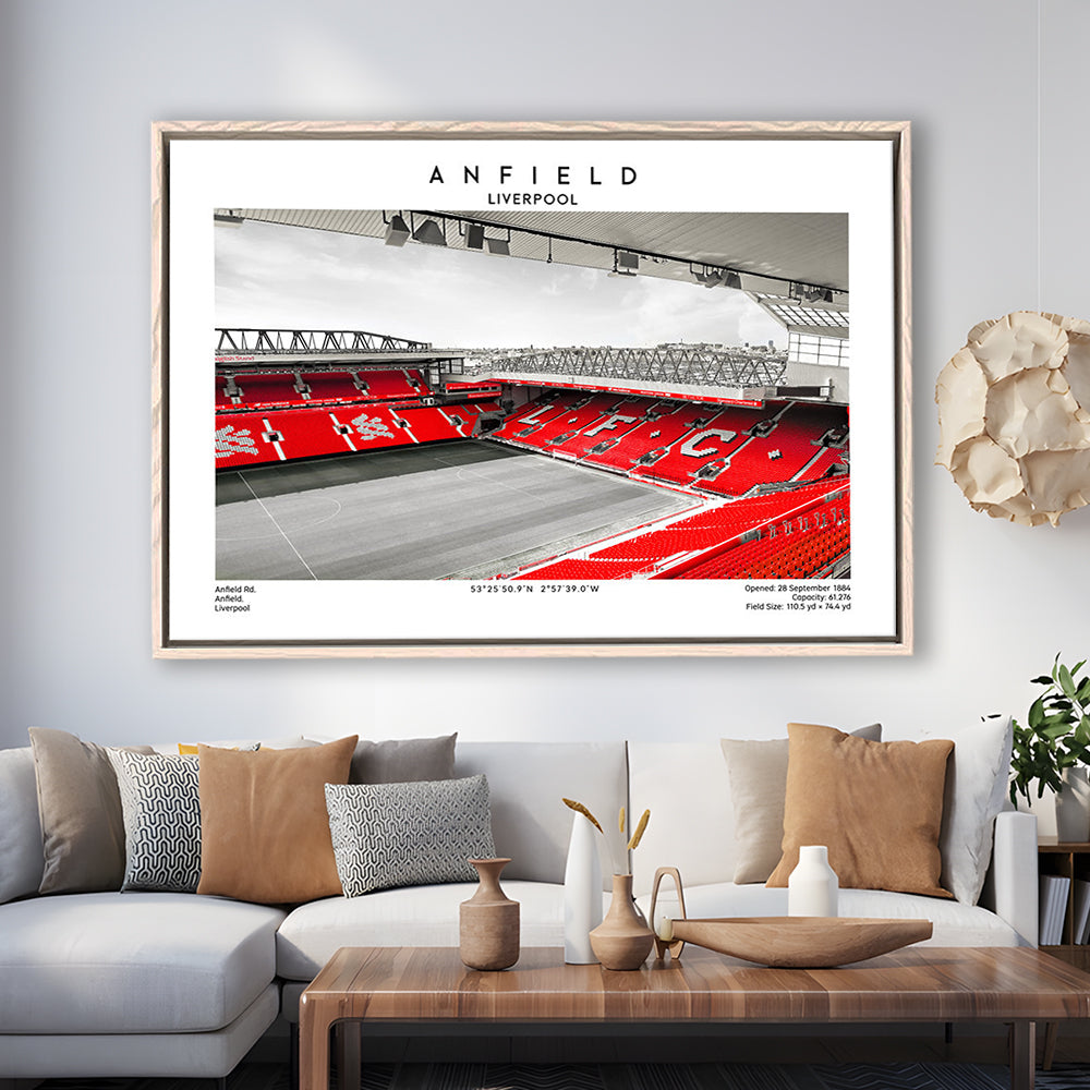 Anfield Stadium,Liverpool Stadium Print,Football Wall Art,Birthday Gift, Sport Art Print, Framed Canvas Print Wall Art