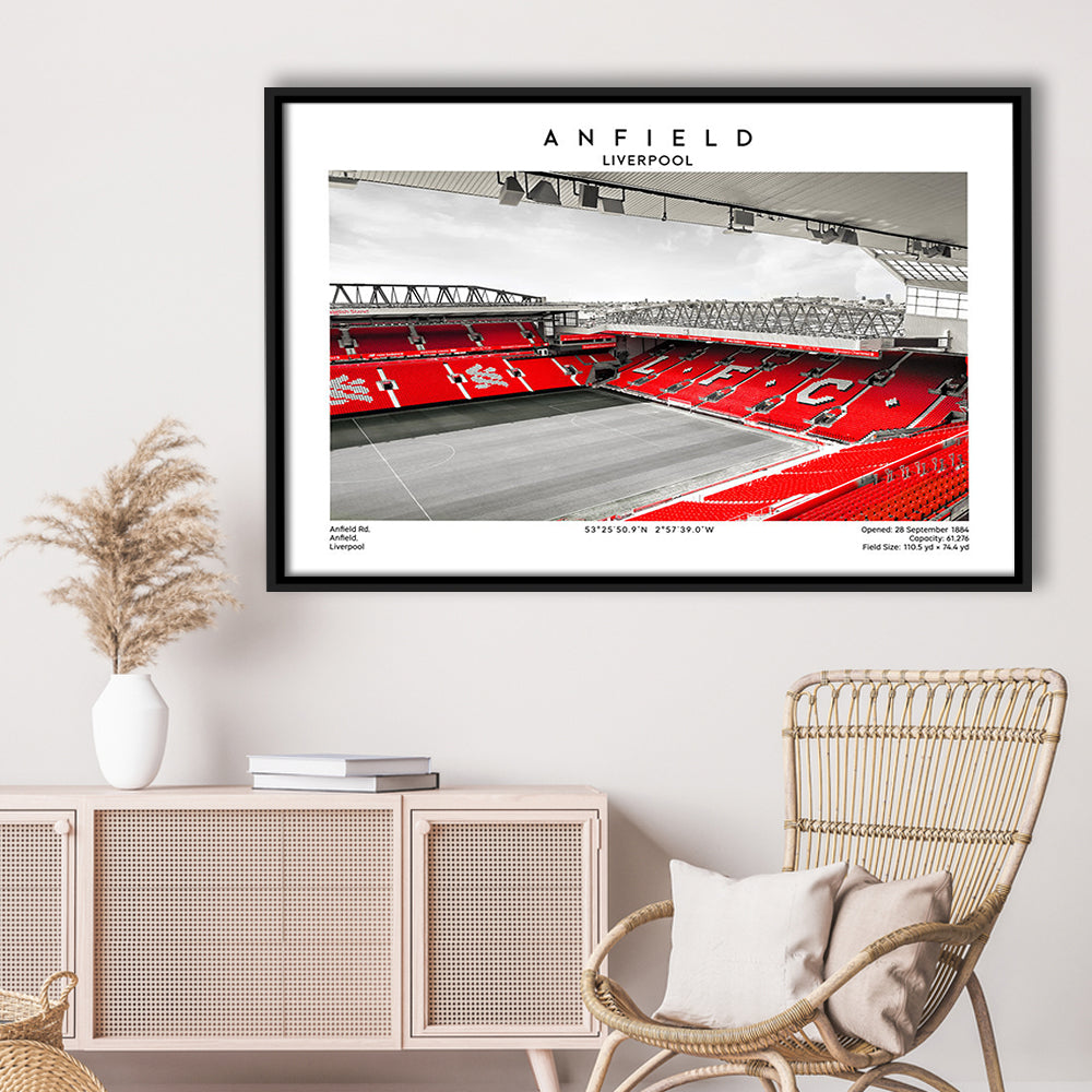 Anfield Stadium,Liverpool Stadium Print,Football Wall Art,Birthday Gift, Sport Art Print, Framed Canvas Print Wall Art