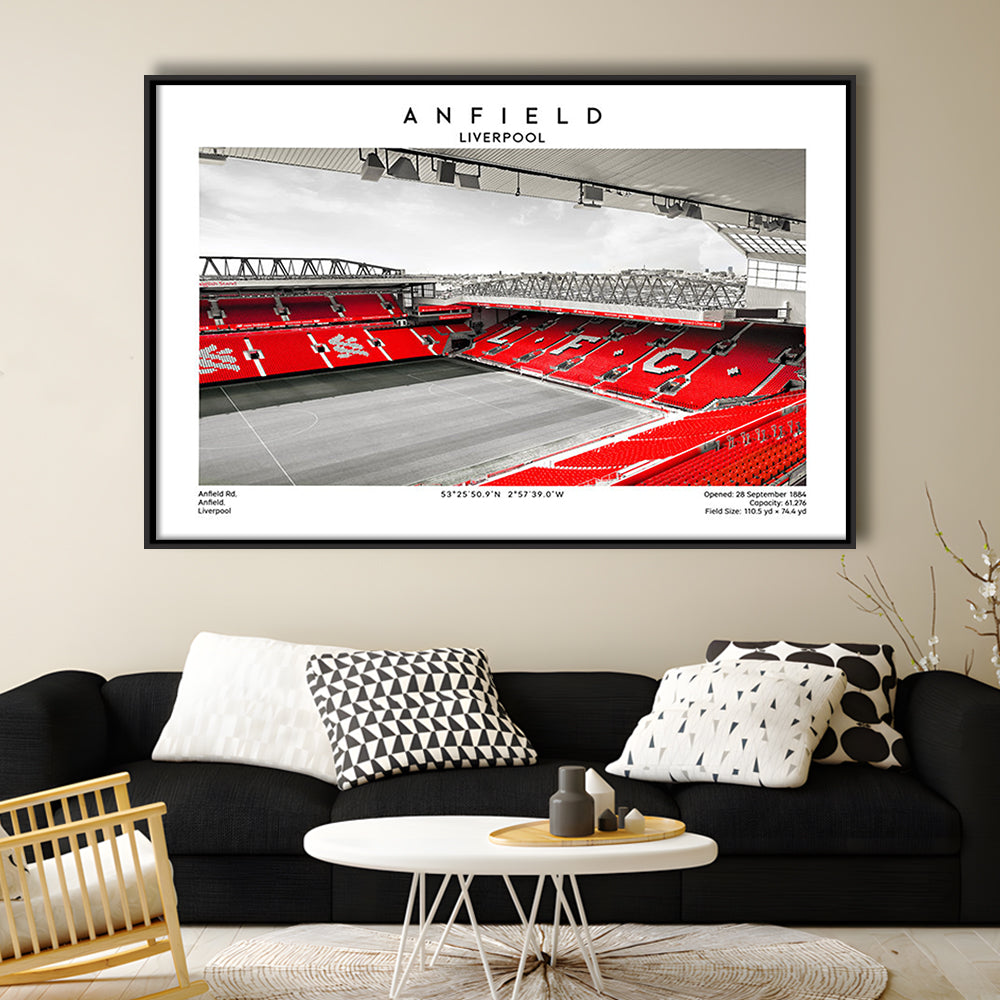 Anfield Stadium,Liverpool Stadium Print,Football Wall Art,Birthday Gift, Sport Art Print, Framed Canvas Print Wall Art