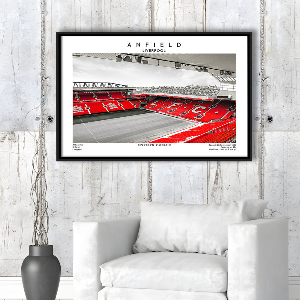 Anfield Stadium,Liverpool Stadium Print,Football Wall Art,Birthday Gift, Sport Art Print, Framed Canvas Print Wall Art