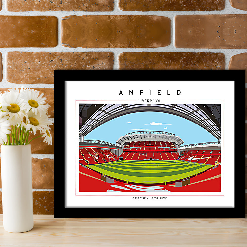 Anfield Stadium Football, Liverpool Wall Art, Premier League Stadium Decor, Framed Art Print Wall Decor