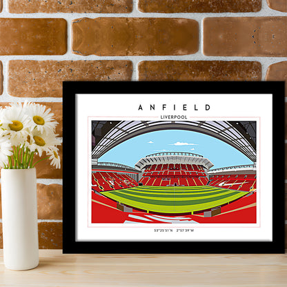 Anfield Stadium Football, Liverpool Wall Art, Premier League Stadium Decor, Framed Art Print Wall Decor