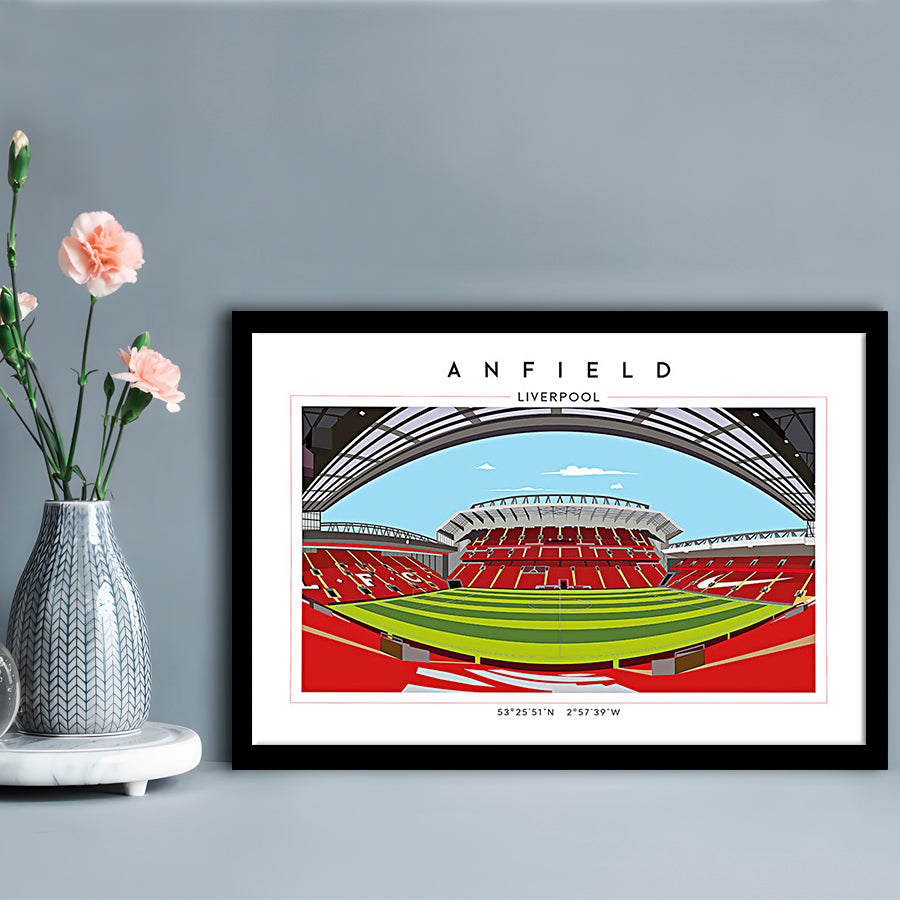 Anfield Stadium Football, Liverpool Wall Art, Premier League Stadium Decor, Framed Art Print Wall Decor