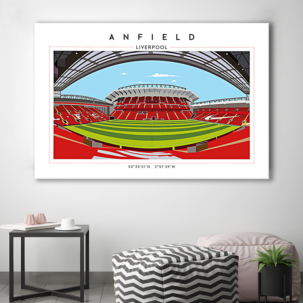 Anfield Stadium Football, Liverpool Wall Art, Premier League Stadium Decor, Canvas Print Wall Art, Man Cave Gift