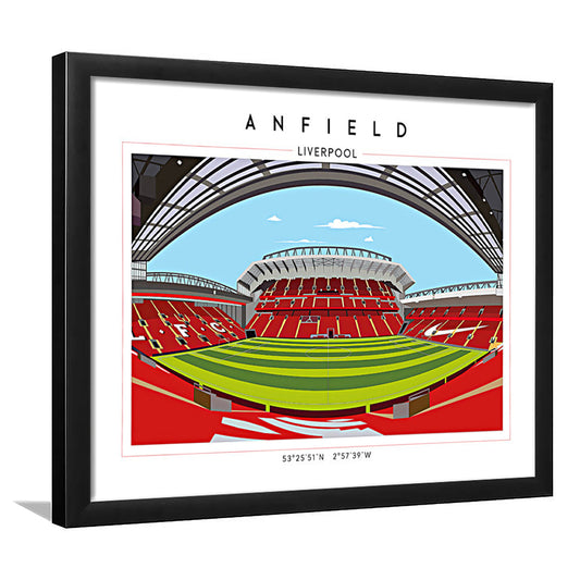 Anfield Stadium Football, Liverpool Wall Art, Premier League Stadium Decor, Framed Art Print Wall Decor