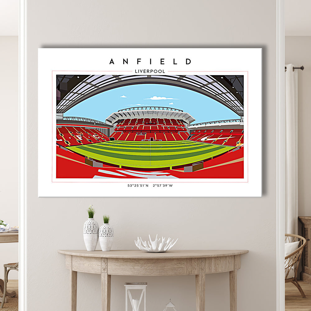 Anfield Stadium Football, Liverpool Wall Art, Premier League Stadium Decor, Canvas Print Wall Art, Man Cave Gift