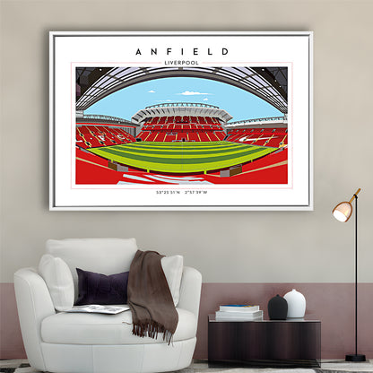 Anfield Stadium Football, Liverpool Wall Art, Premier League Stadium Decor, Framed Canvas Print Wall Art