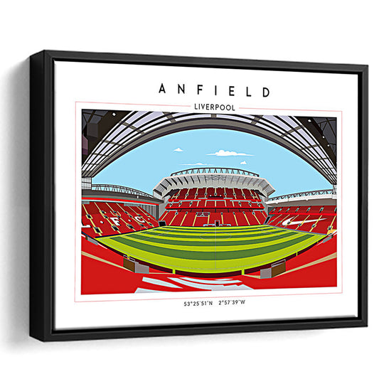 Anfield Stadium Football, Liverpool Wall Art, Premier League Stadium Decor, Framed Canvas Print Wall Art