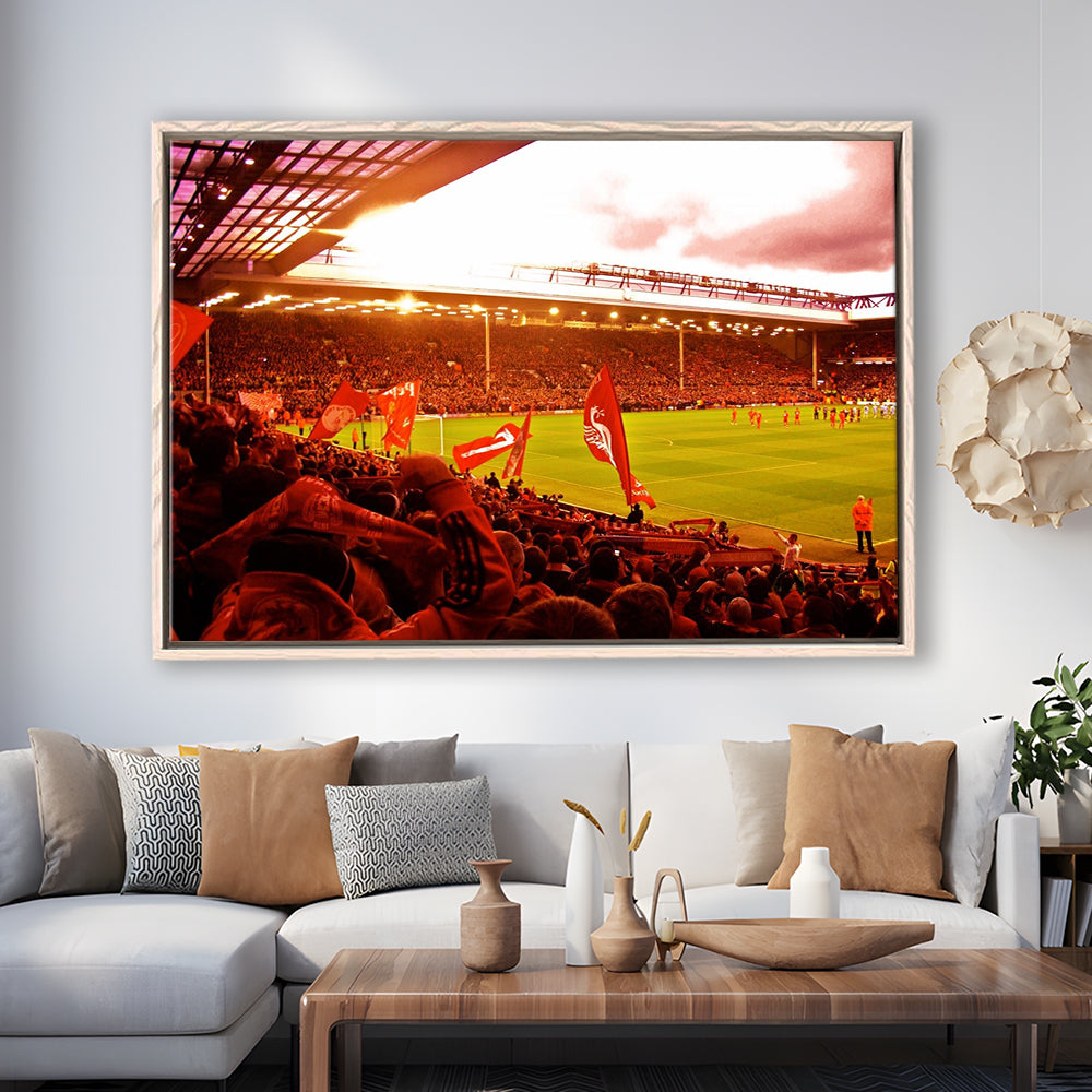 Anfield Stadium in Liverpool, Stadium Canvas, Sport Art, Framed Canvas Print Wall Art, Floating Frame