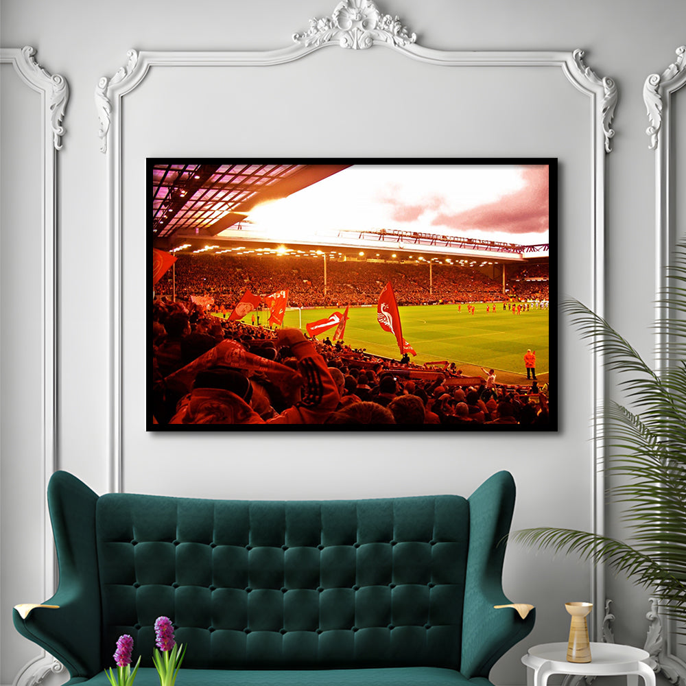 Anfield Stadium in Liverpool, Stadium Canvas, Sport Art, Gift for him, Framed Art Print Wall Decor, Picture Framed